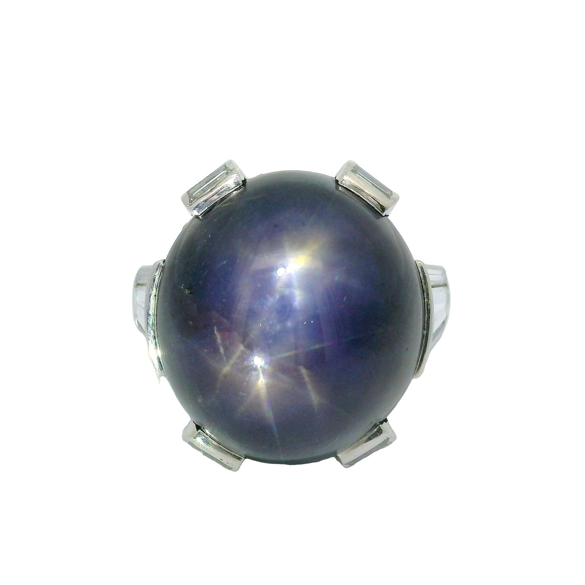 Art Deco Star Sapphire Diamond Platinum Ring