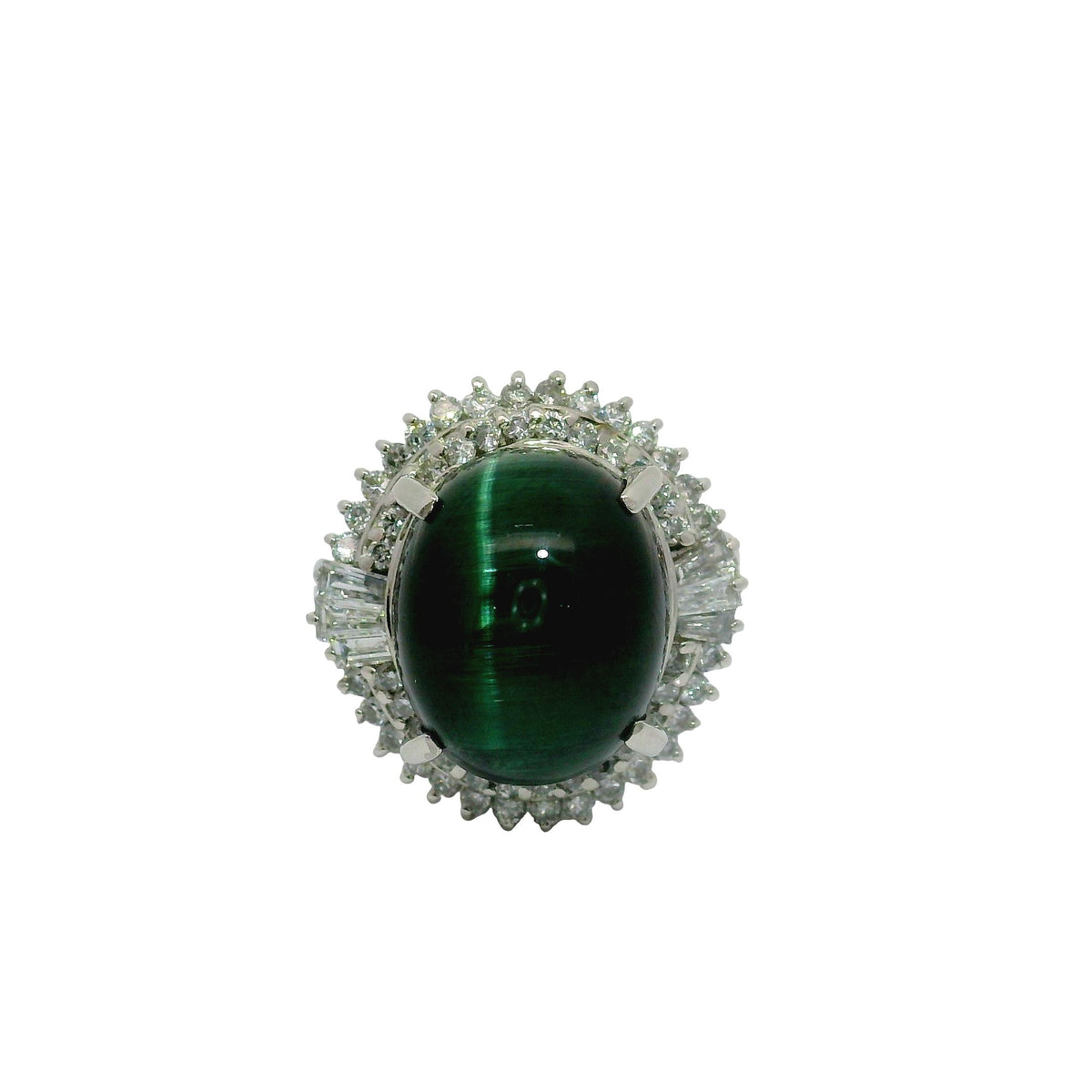 Estate 10.53 Carat Tourmaline Diamond Platinum Halo Ring
