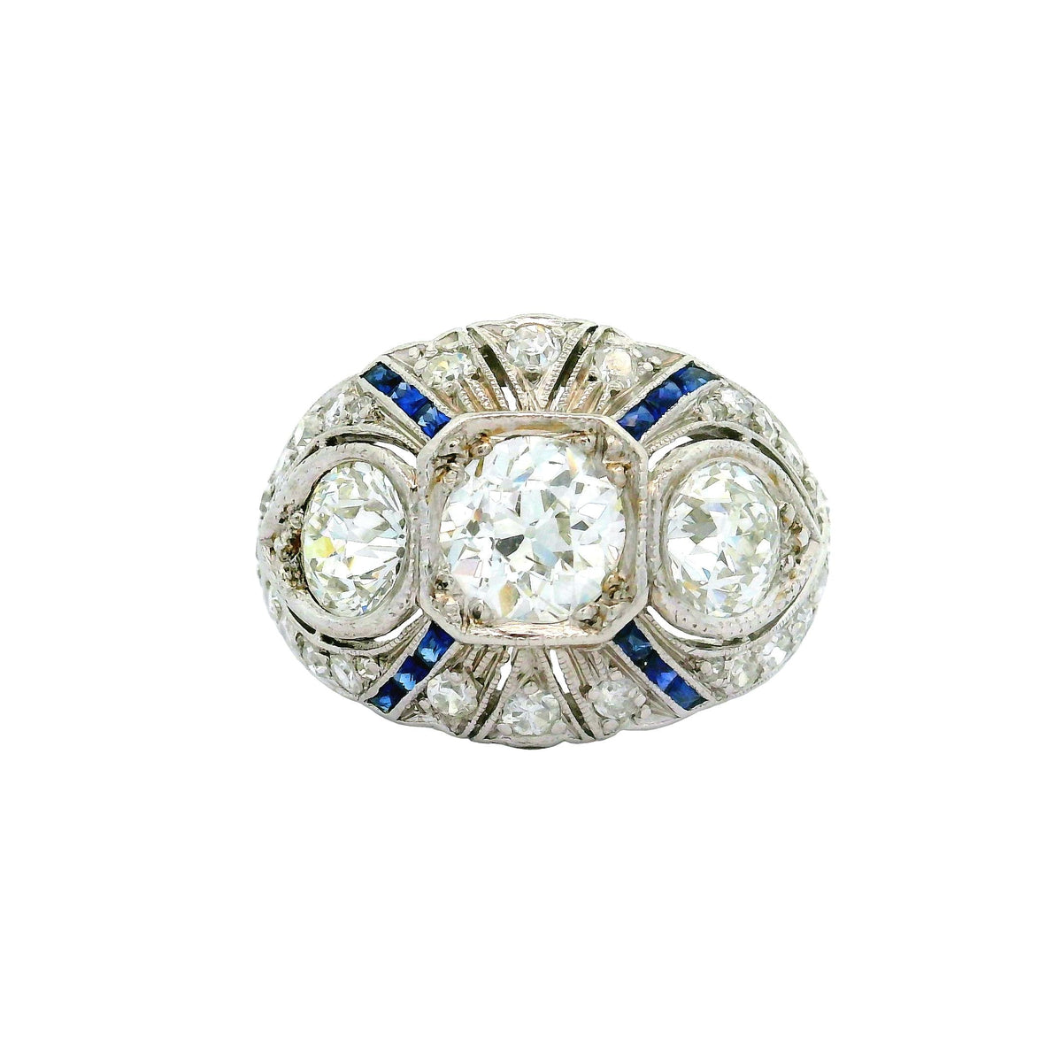 Art Deco Sapphire Diamond Platinum Ring