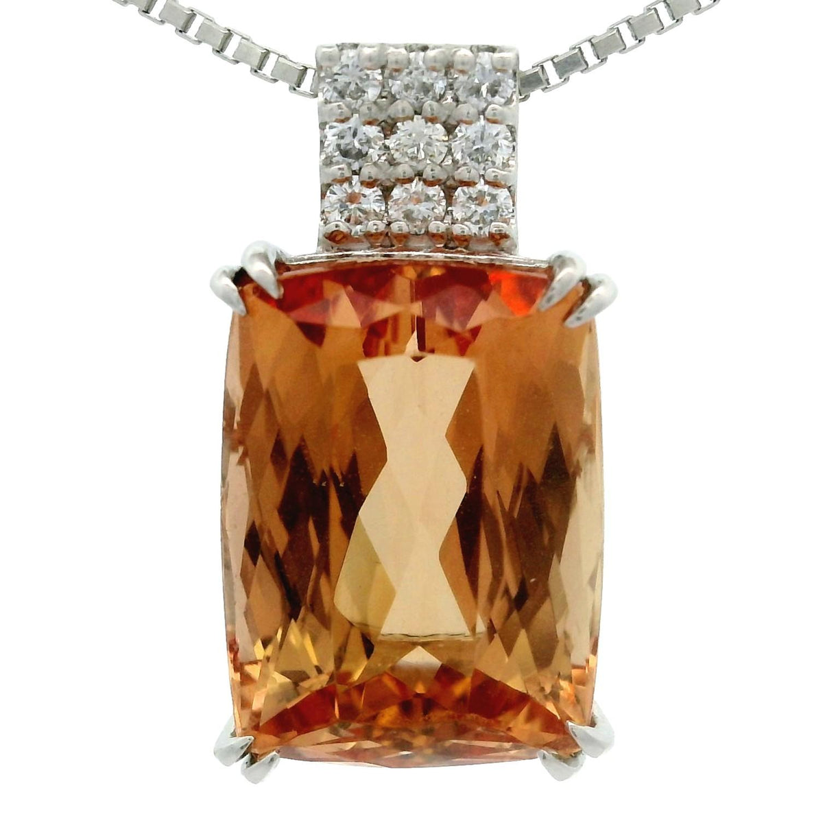 Estate 6.28 Carat Imperial Topaz Diamond Platinum Pendant Necklace