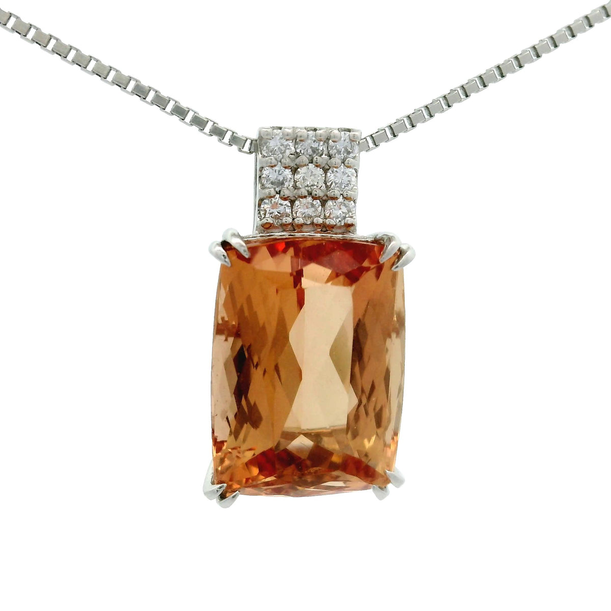 Estate 6.28 Carat Imperial Topaz Diamond Platinum Pendant Necklace
