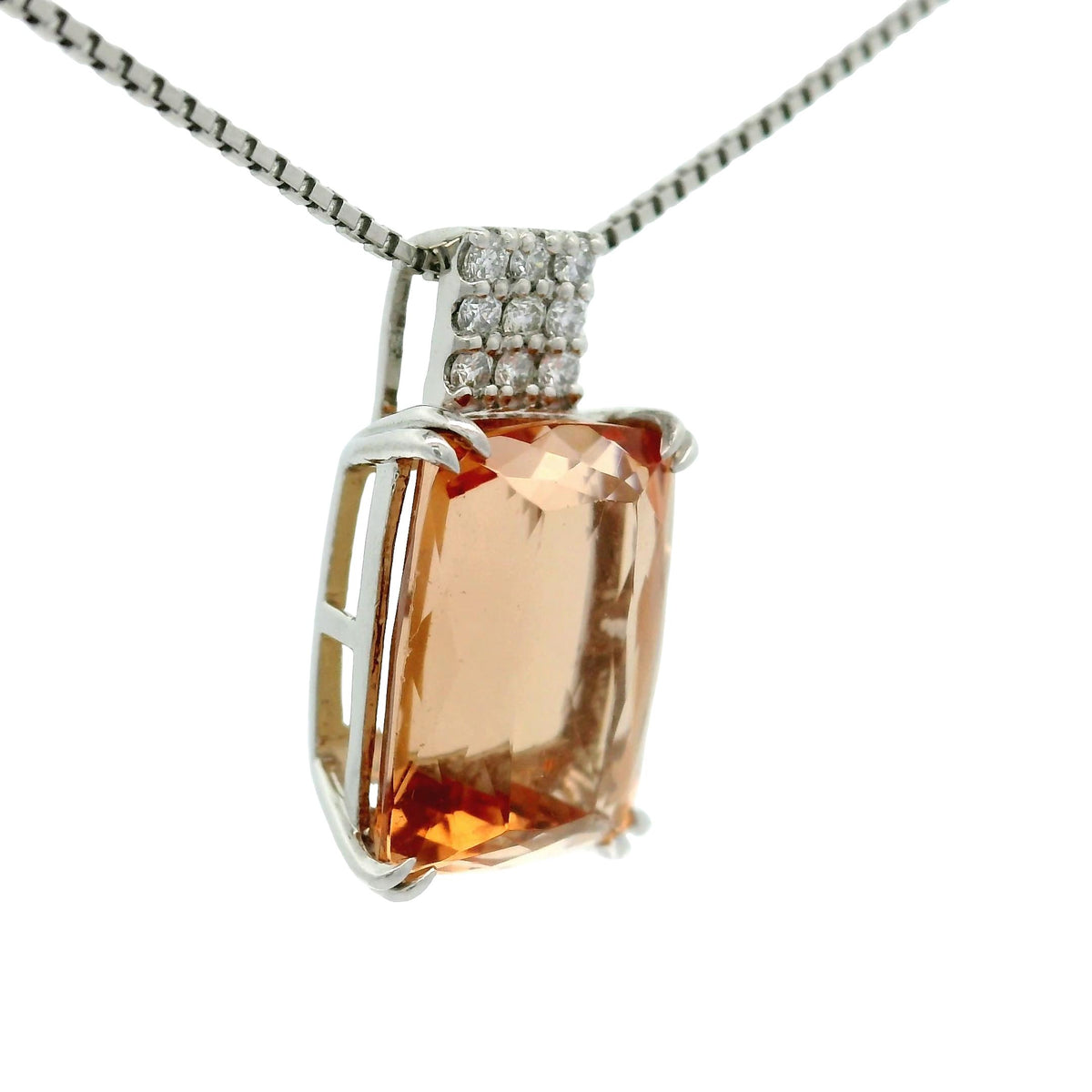 Estate 6.28 Carat Imperial Topaz Diamond Platinum Pendant Necklace