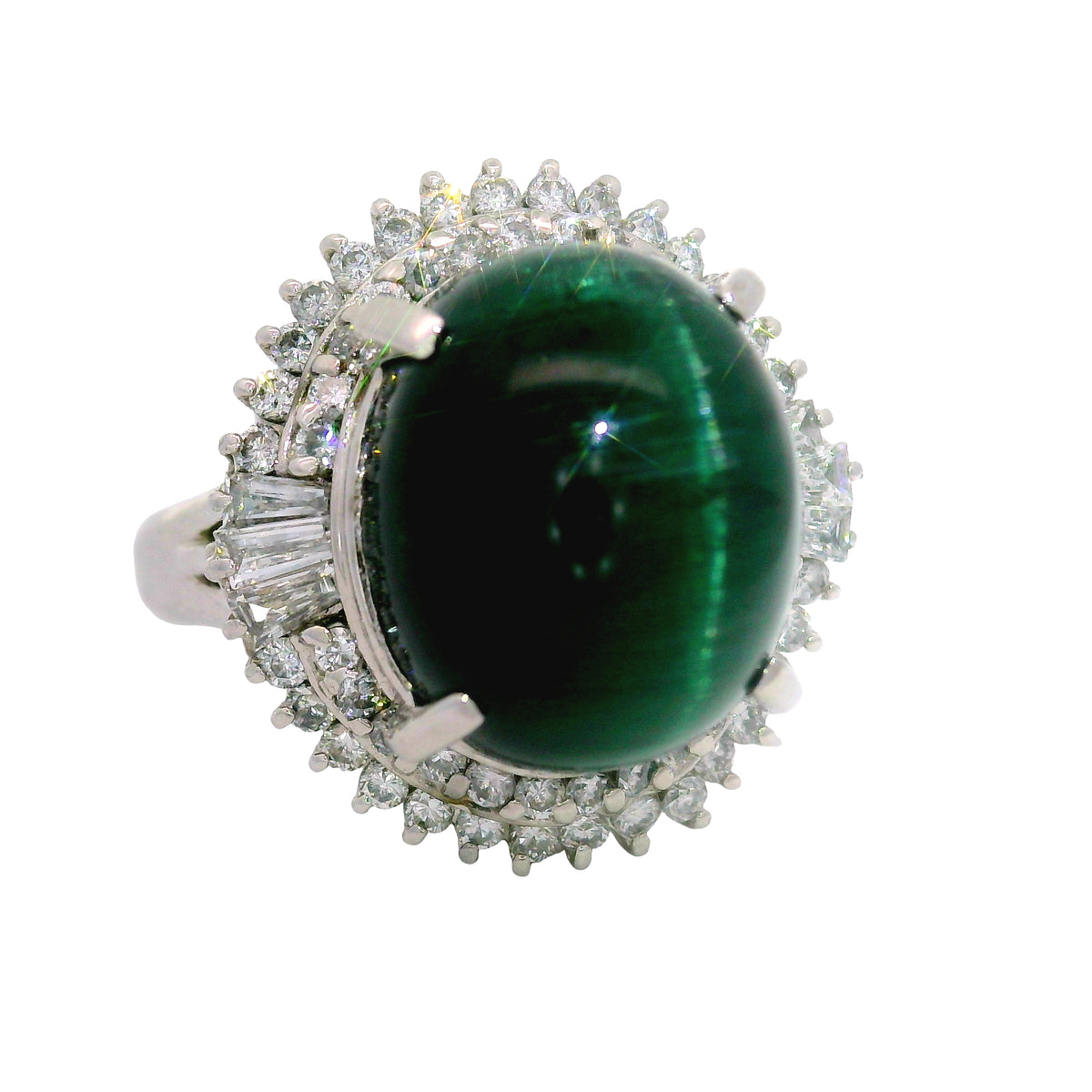 Estate 10.53 Carat Tourmaline Diamond Platinum Halo Ring