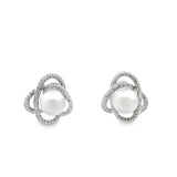 South Sea Pearl Diamond Gold Spiral Earrings