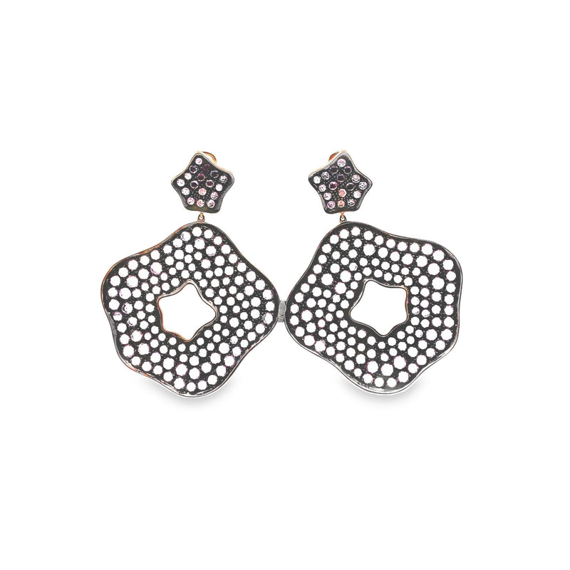 Designer Pink Sapphire Gold Sterling Silver Drop Earrings
