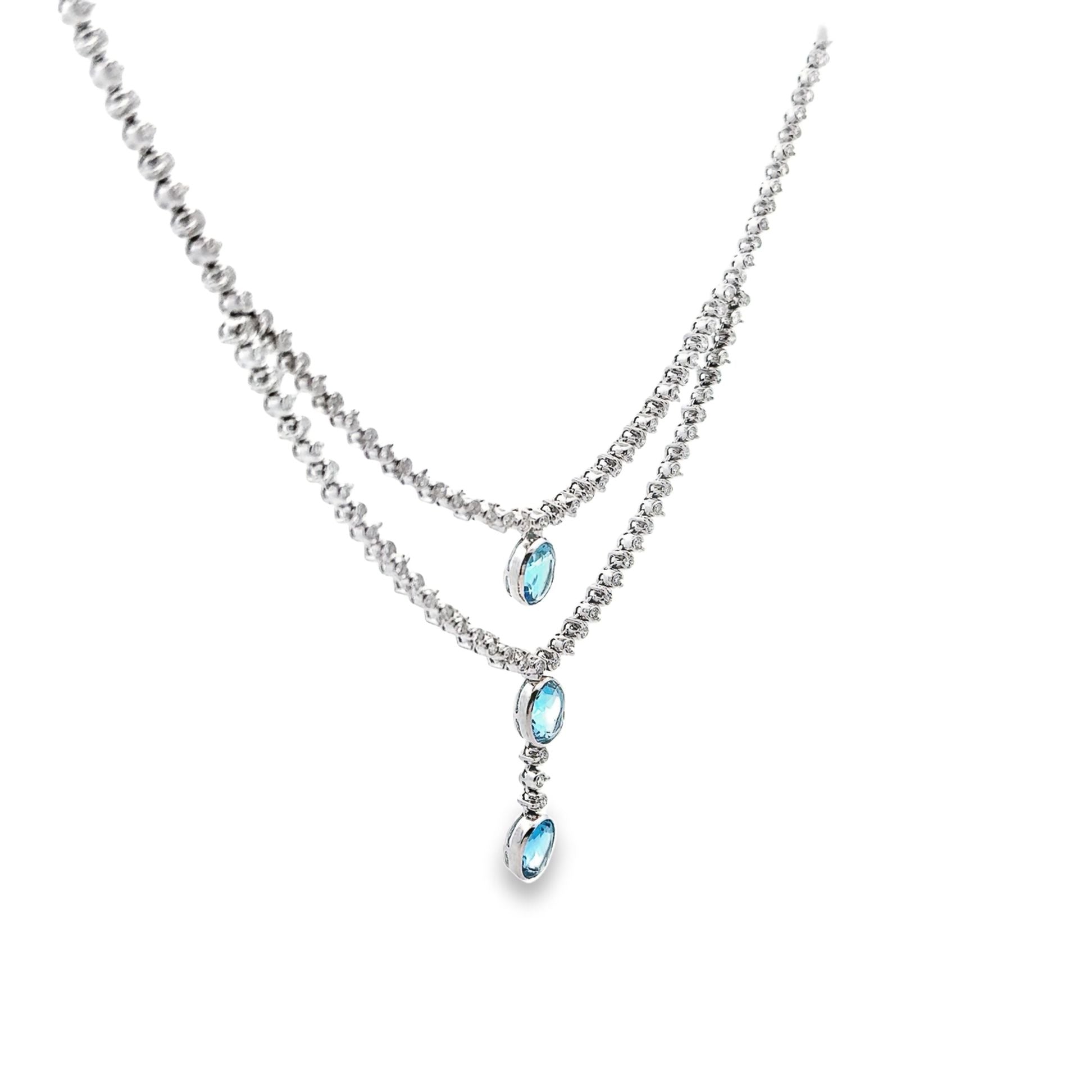 Swiss Topaz Diamond Gold Double-Layer Necklace