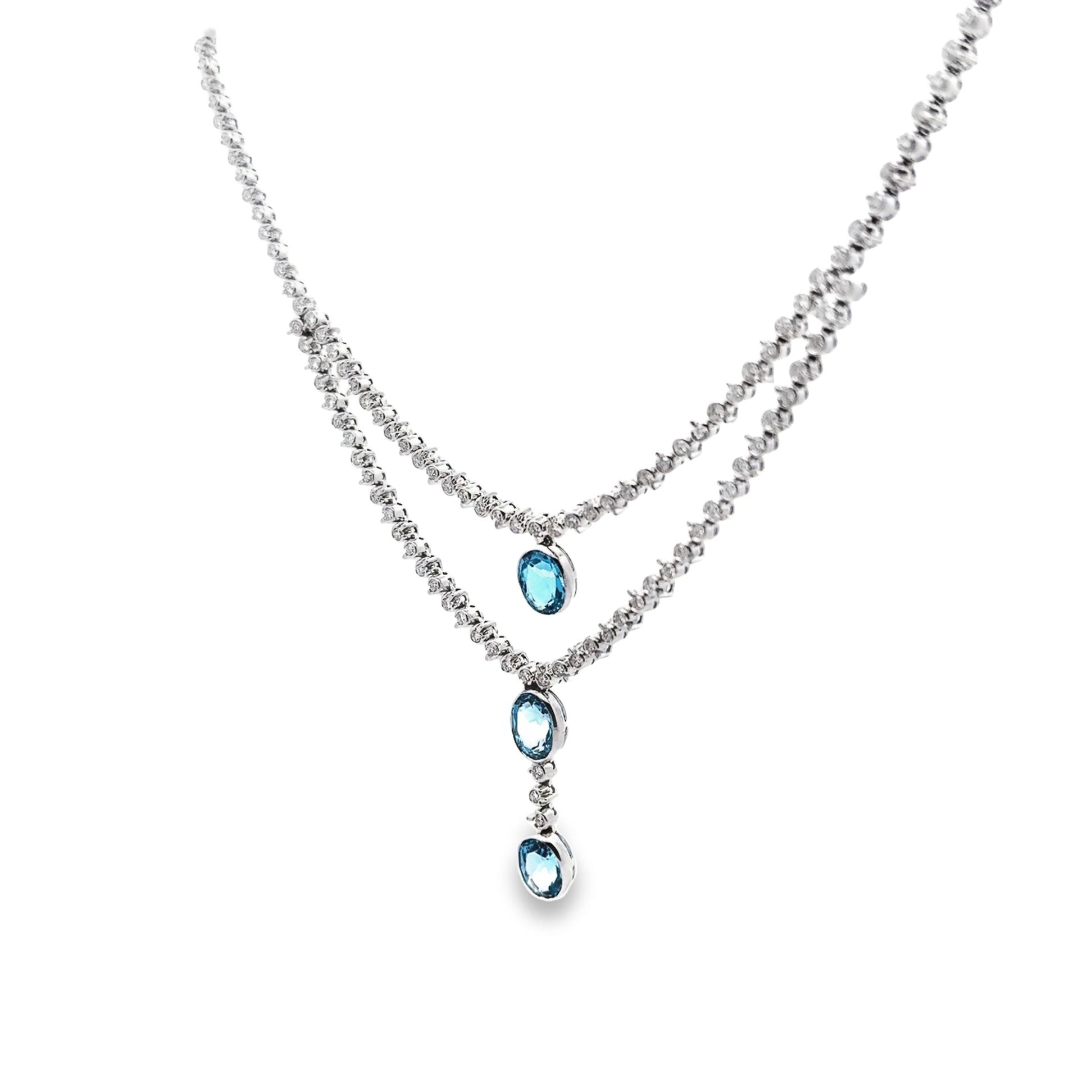 Swiss Topaz Diamond Gold Double-Layer Necklace