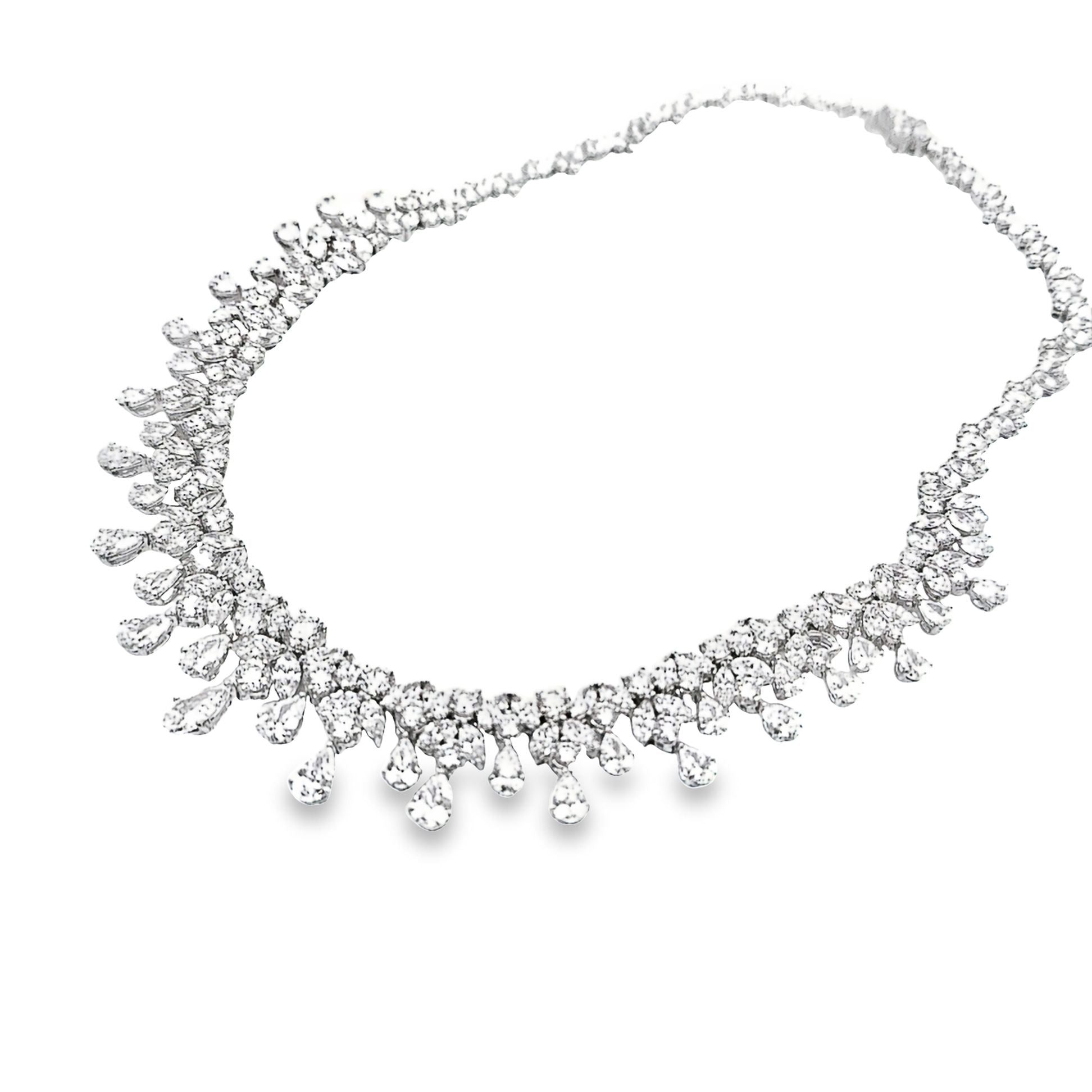 Mid-Century 54 Carat Diamond Drop Platinum Bib Necklace