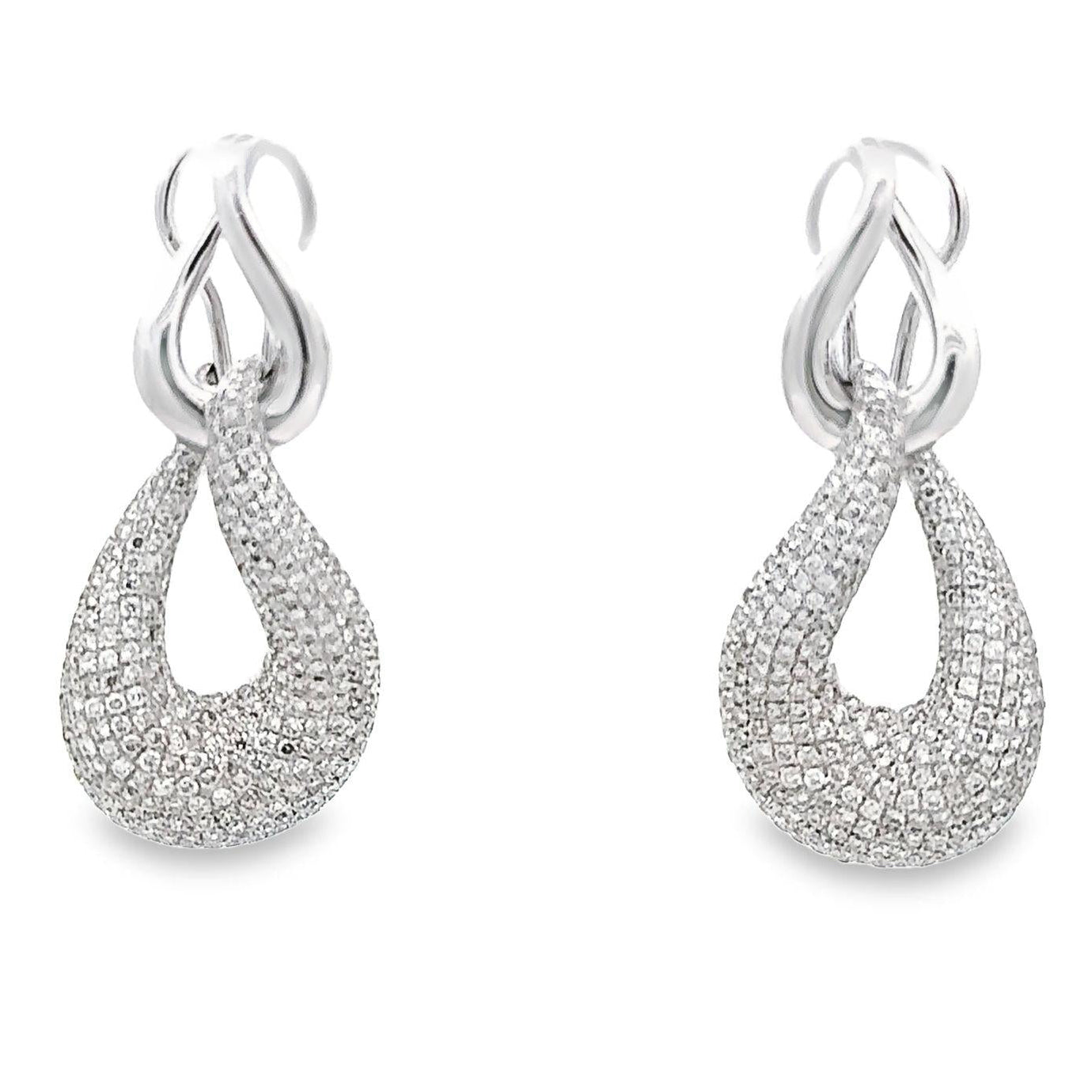 Diamond Infinity 18k White Gold Teardrop Earrings