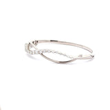 Diamond 18k White Gold Infinity Row Ribbon Bangle Bracelet