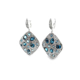 Blue Topaz & Pave-set Diamond 18k White Gold Dangle Earrings