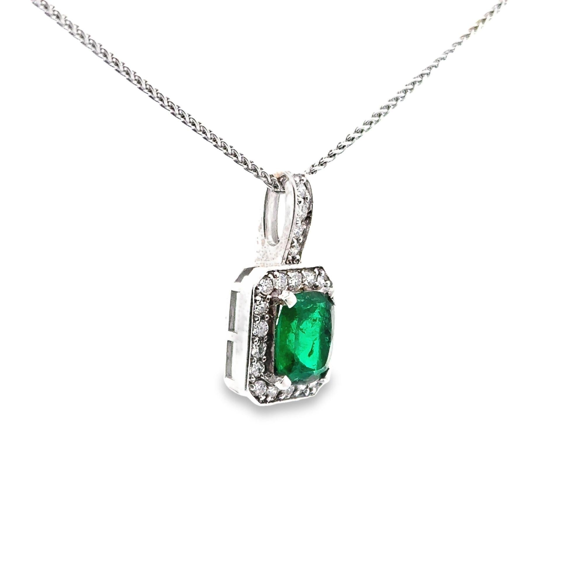 4.83 Carat Emerald 18k White Gold Pendant Necklace