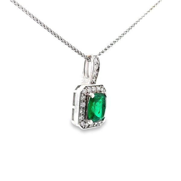 4.83 Carat Emerald 18k White Gold Pendant Necklace