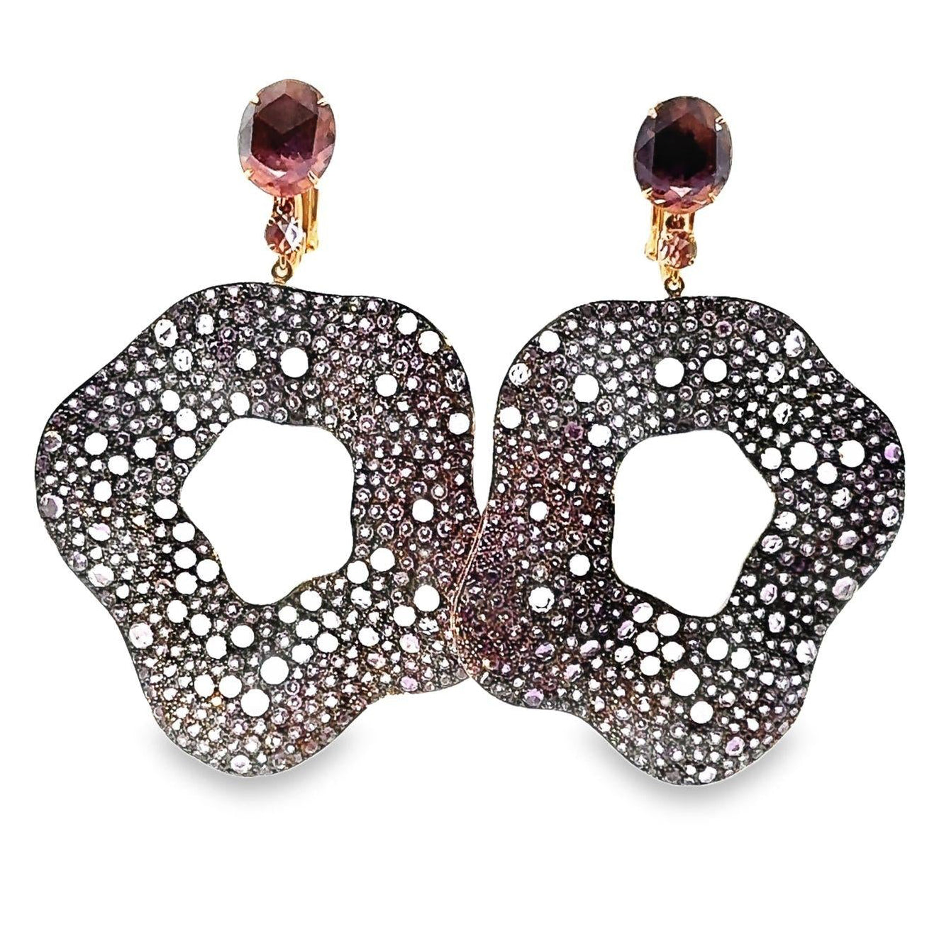 Diamond & Amethyst 18k Rose & White Gold Dangling Drop Earrings