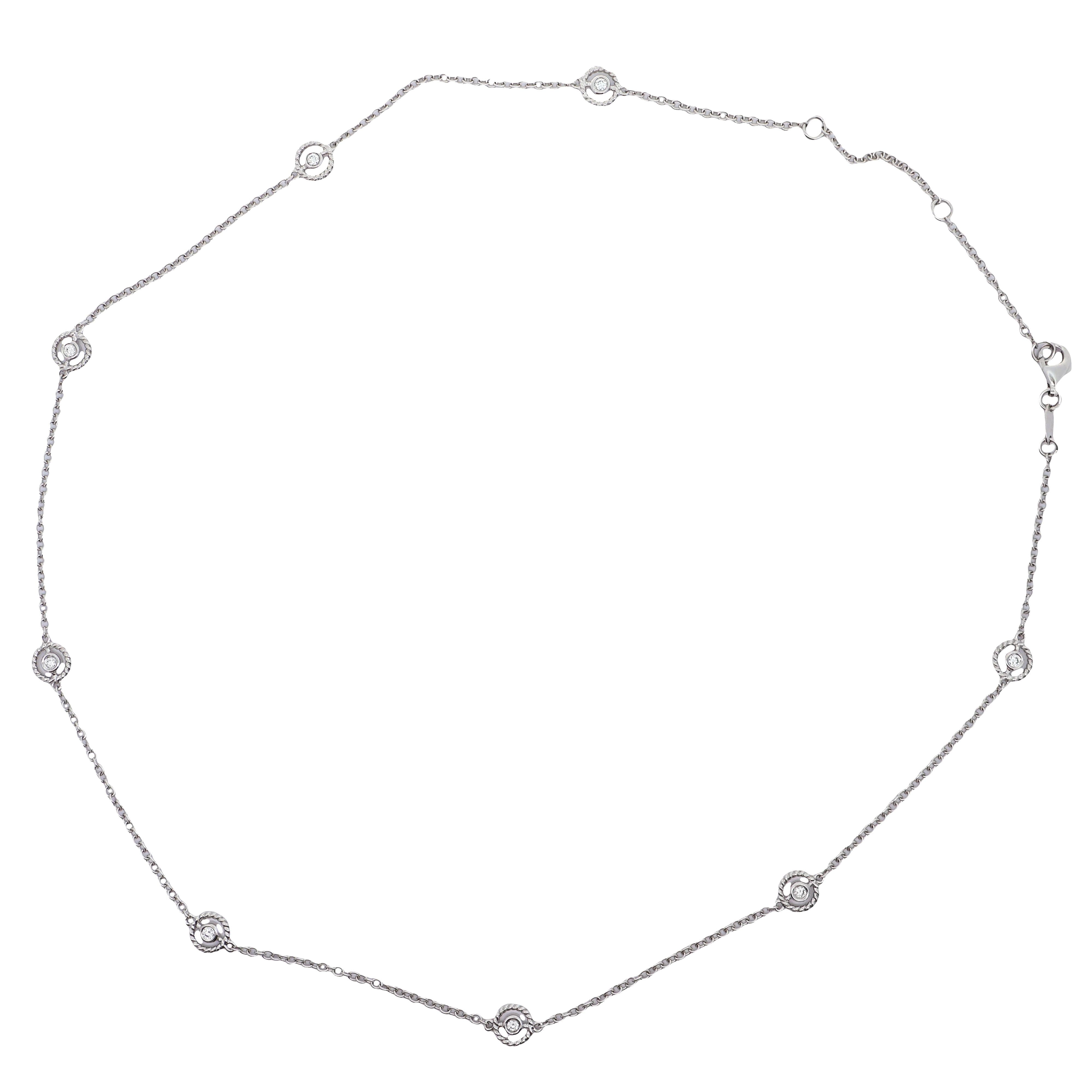 Diamond-by-the-Yard 18K White Gold Bezel-Set Necklace