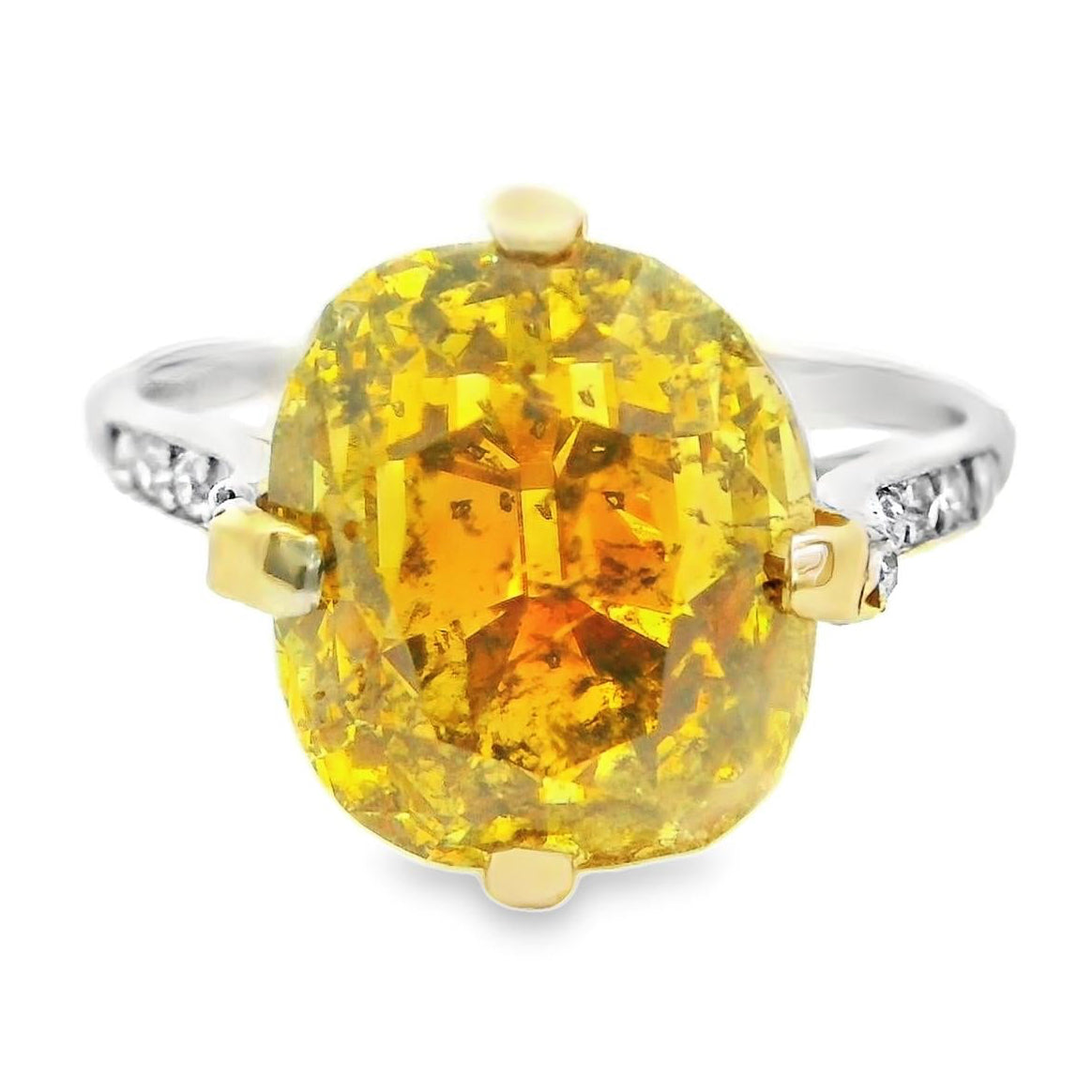 Art-Deco 6.24 Carat Fancy Deep Orange-Yellow Diamond Platinum Ring, GIA Certifie