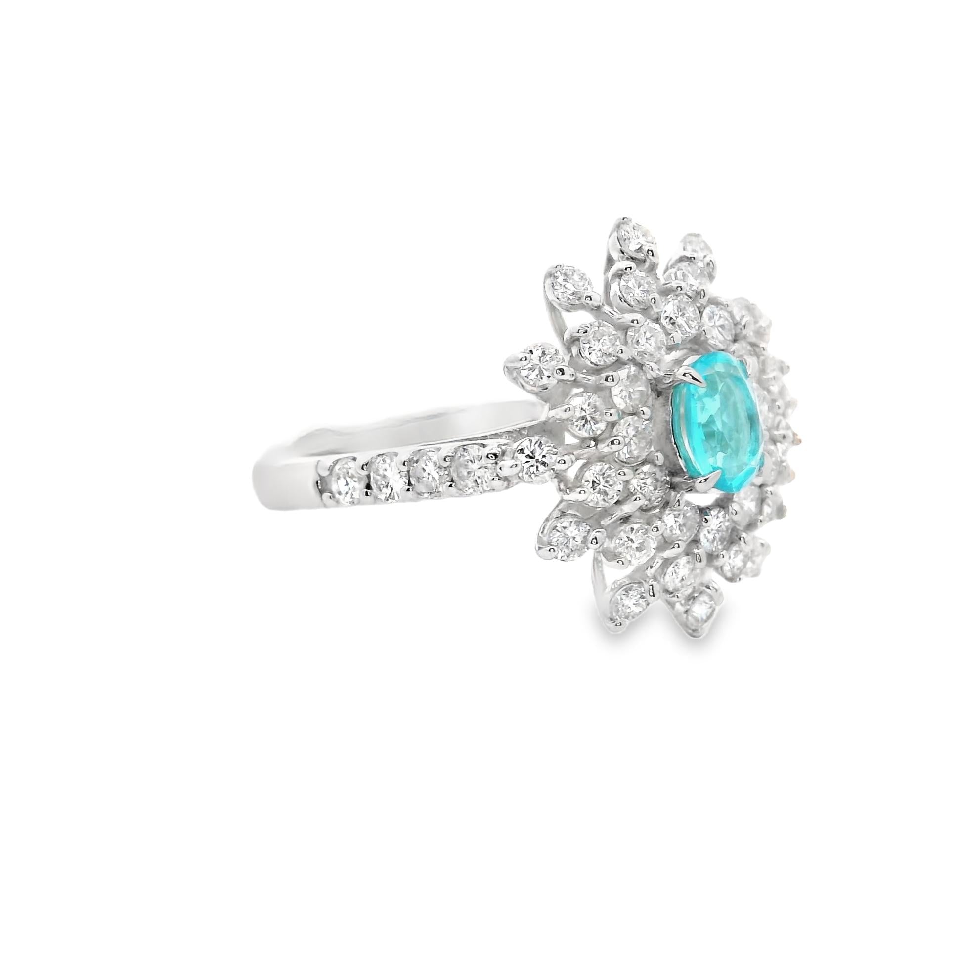 Brazilian Paraiba Diamond Platinum Ring, GIA Certified