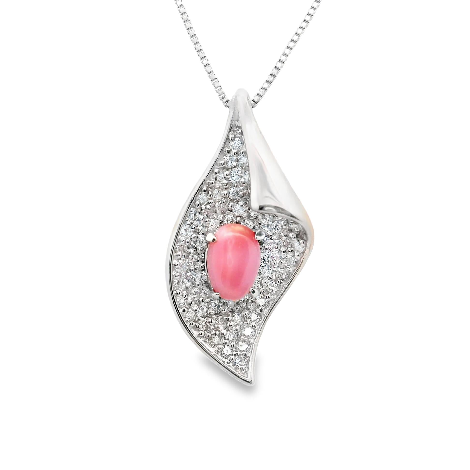 Conch Pearl Diamond Platinum Pendant