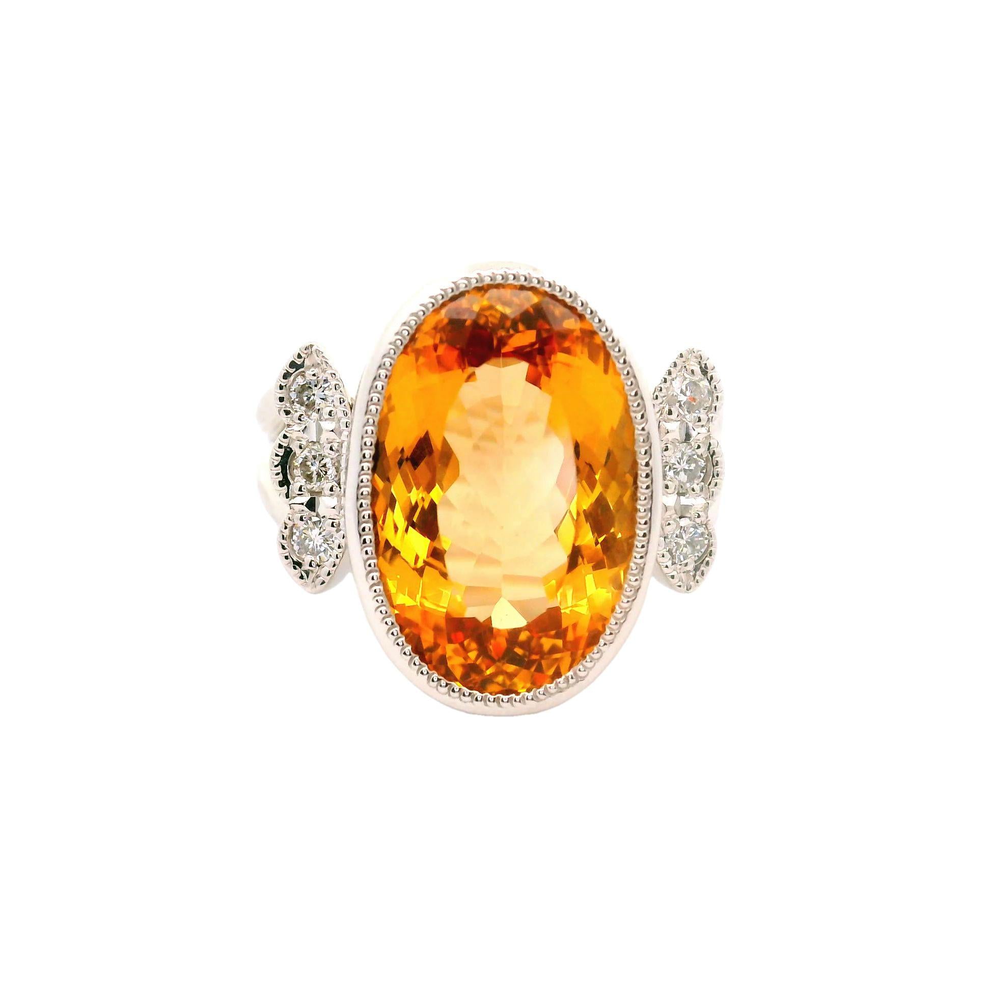 10.36 Carat Imperial Topaz Diamond Platinum Ring