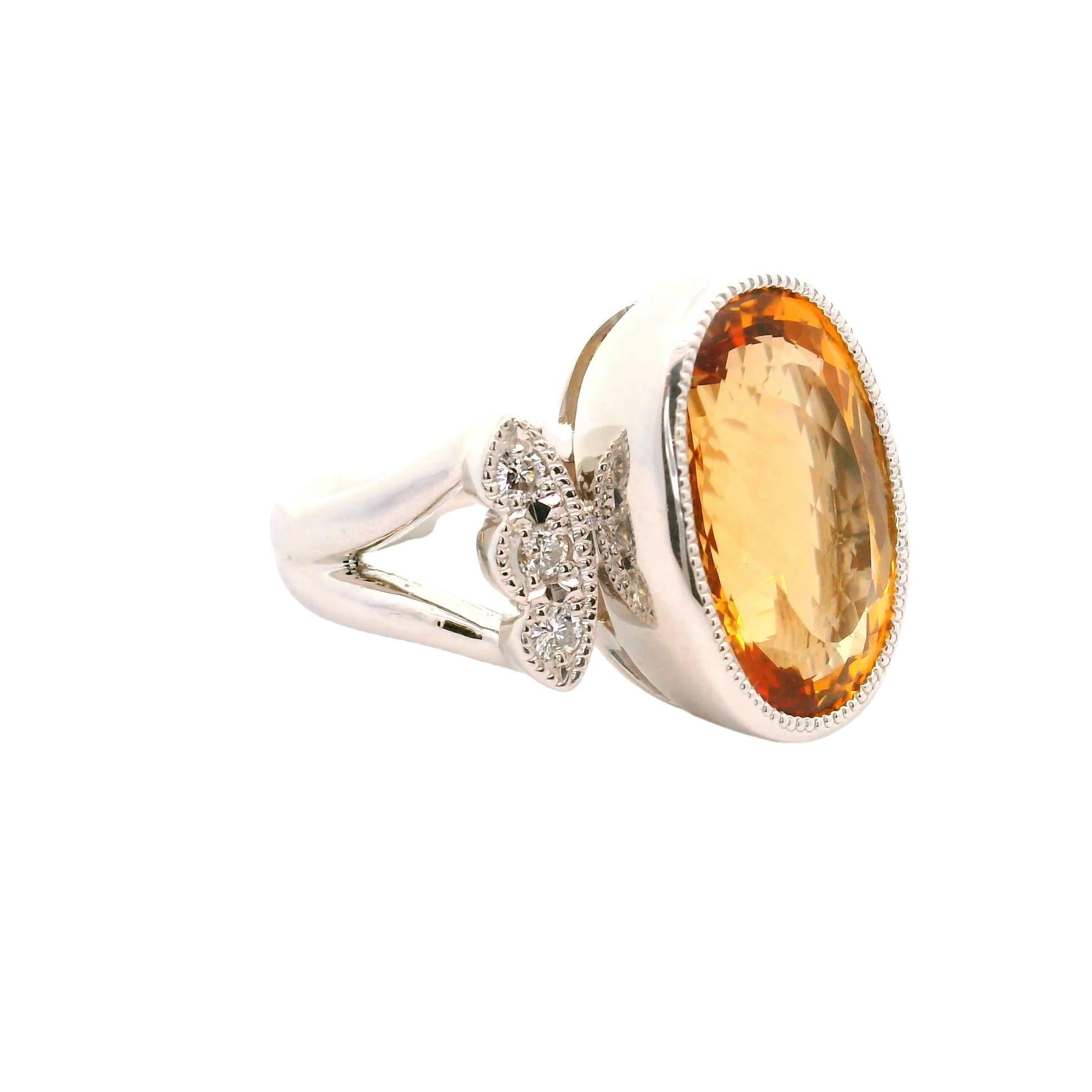 10.36 Carat Imperial Topaz Diamond Platinum Ring