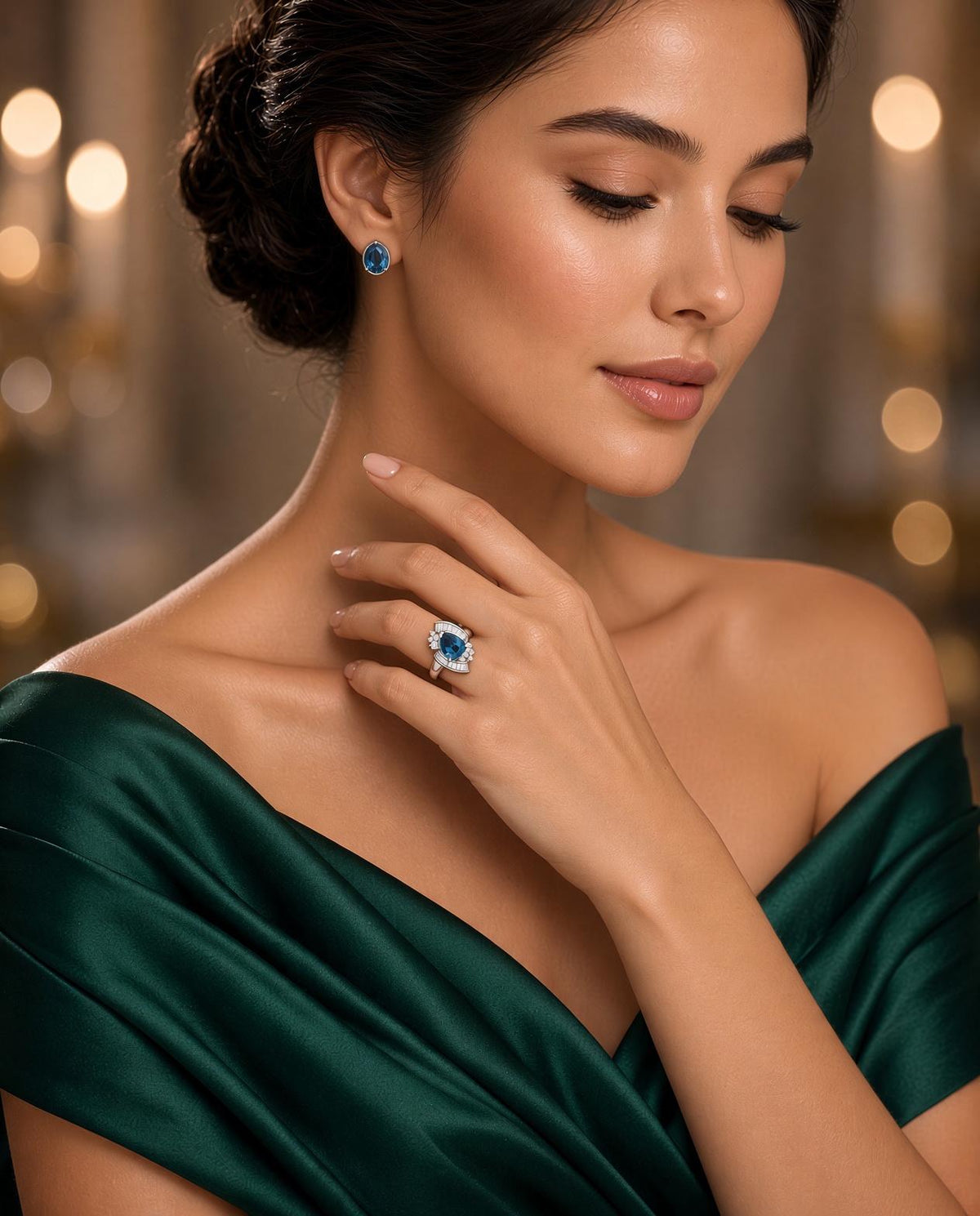 Blue Sapphire Diamond Platinum Ring