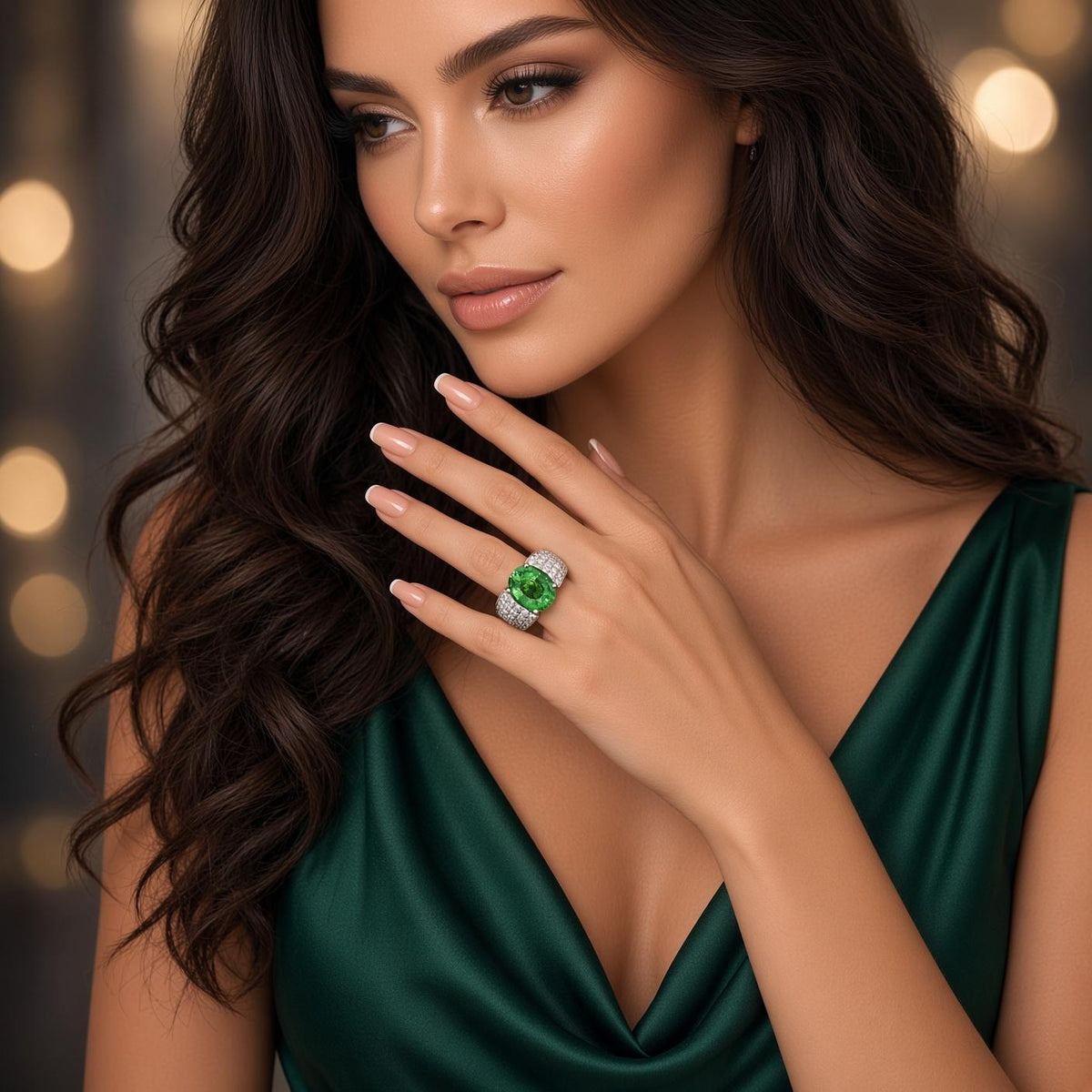 6.23 Carat Green Paraiba Tourmaline Diamond 14K White Gold Ring, AGL Certified