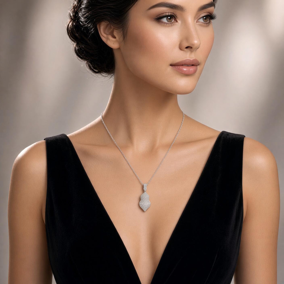 Diamond 18K White Gold Pave-set Pendant Necklace