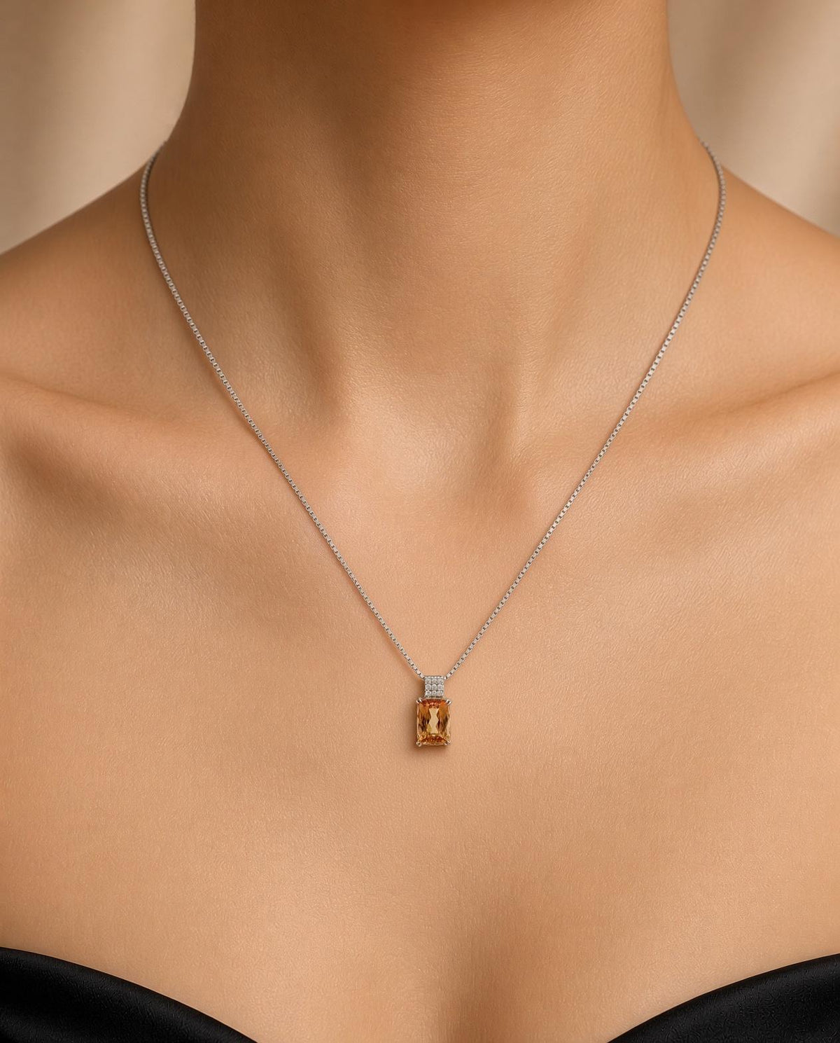 Estate 6.28 Carat Imperial Topaz Diamond Platinum Pendant Necklace