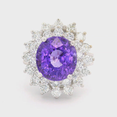 5.32 Carat No-Heat Purple Paraiba Tourmaline Diamond 18K White Gold Ring, AGL