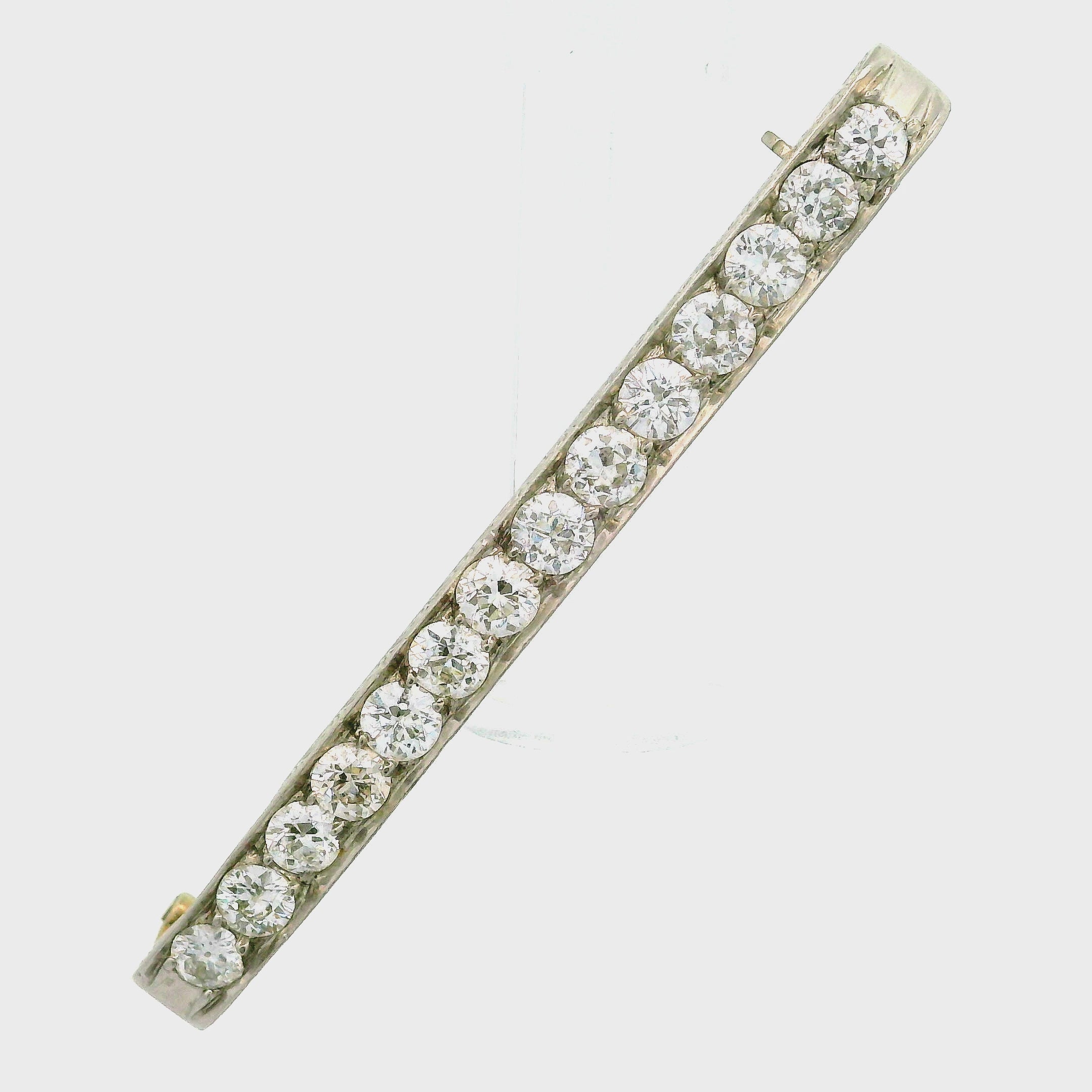 Art Deco Diamond Platinum Line Bar Pin Brooch