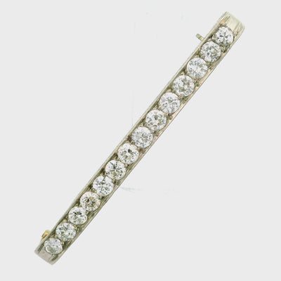 Art Deco Diamond Platinum Line Bar Pin Brooch