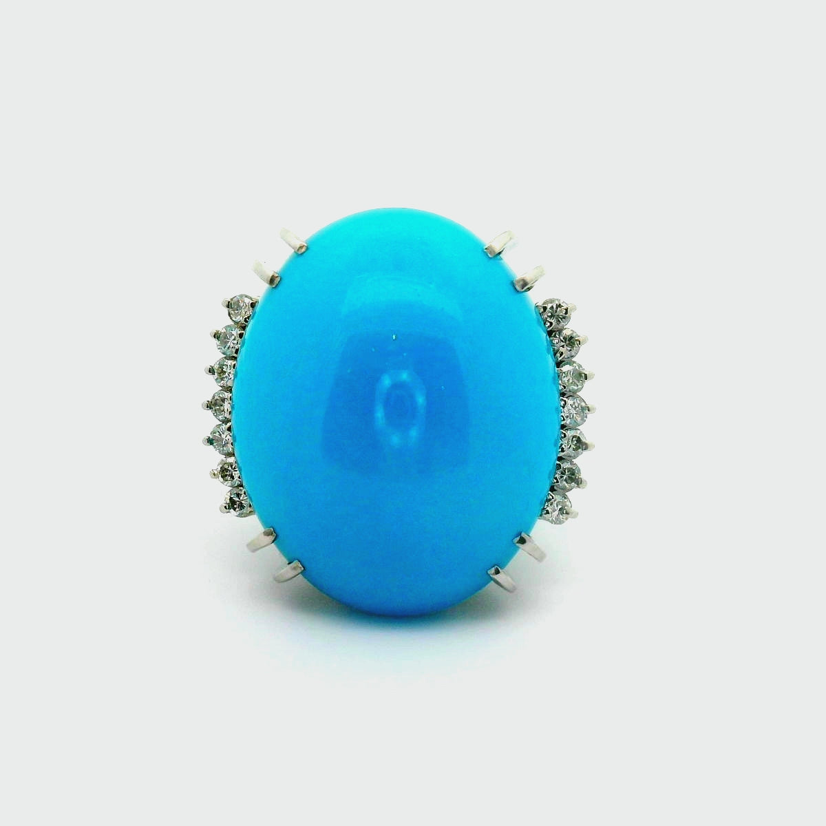 Turquoise Diamond Platinum Cocktail Ring