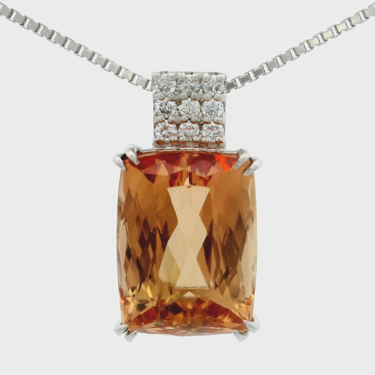 Estate 6.28 Carat Imperial Topaz Diamond Platinum Pendant Necklace