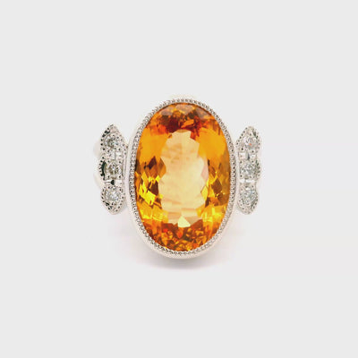 10.36 Carat Imperial Topaz Diamond Platinum Ring