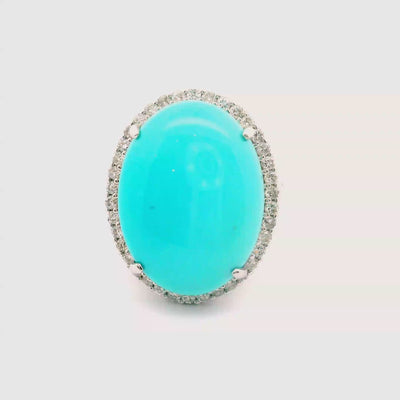 Turquoise Diamond Halo Platinum Ring