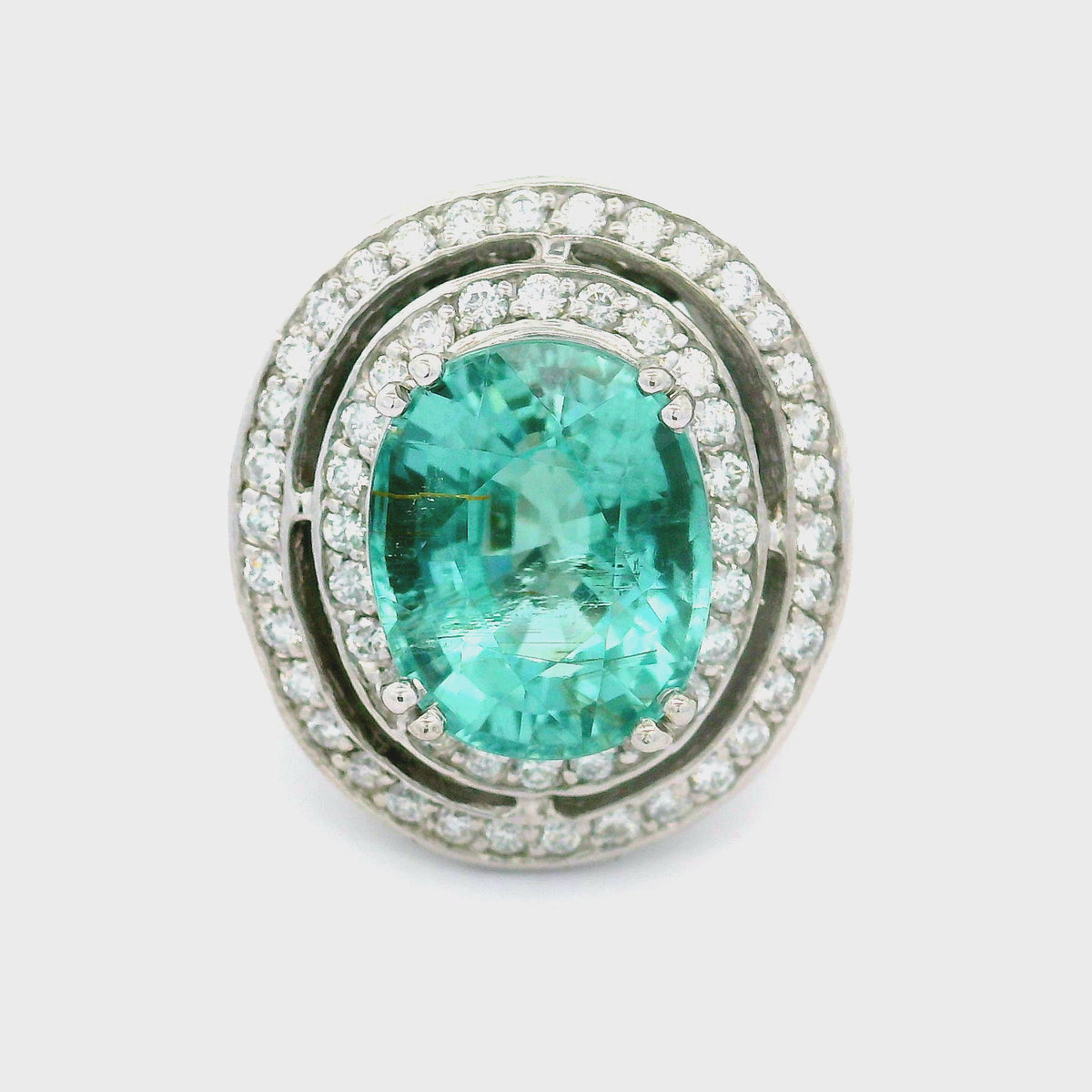 8.90 Carat Paraiba Tourmaline Diamond 14K White Gold Ring, AGL Certified