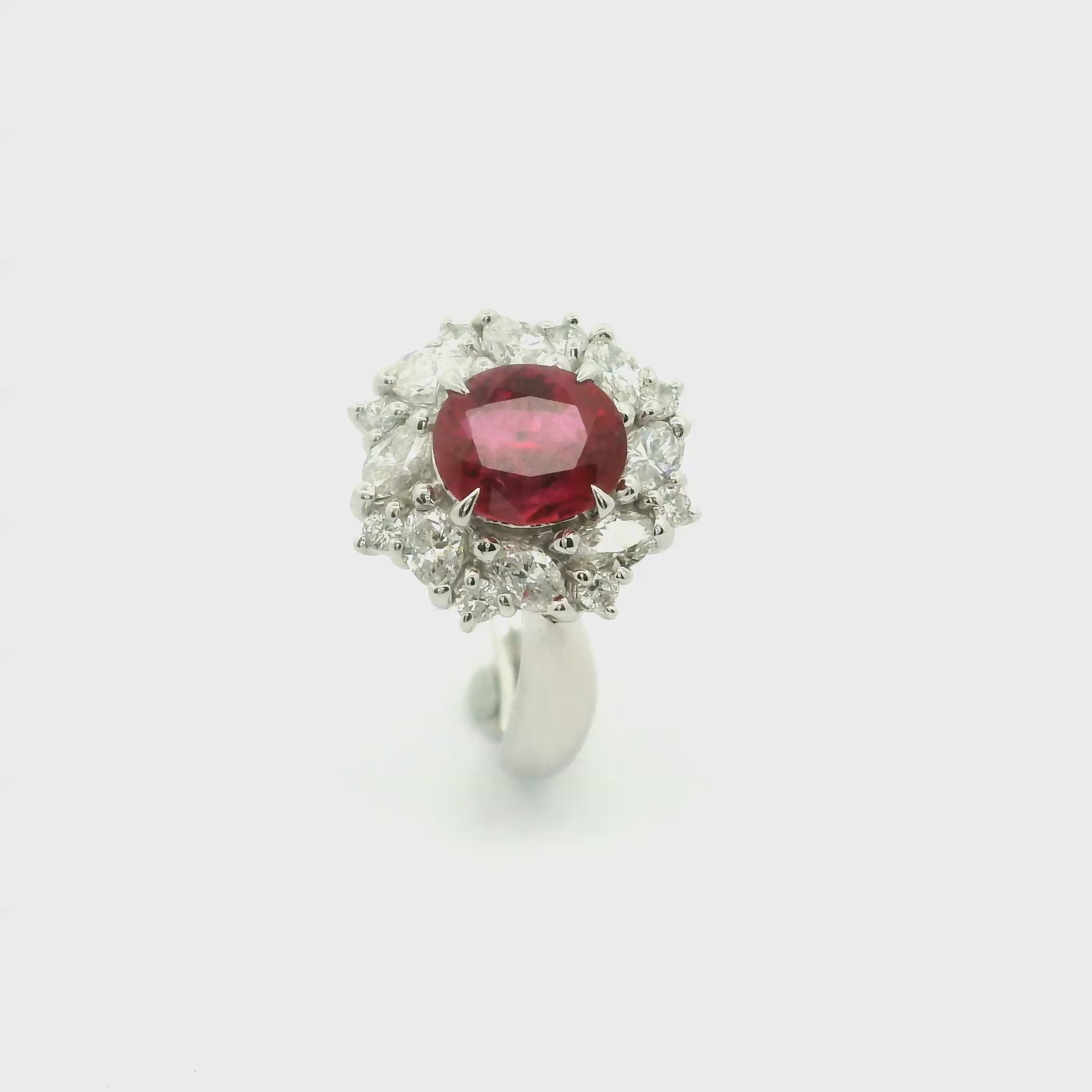 1.65 Carat Ruby Diamond Platinum Ring, GIA Certified