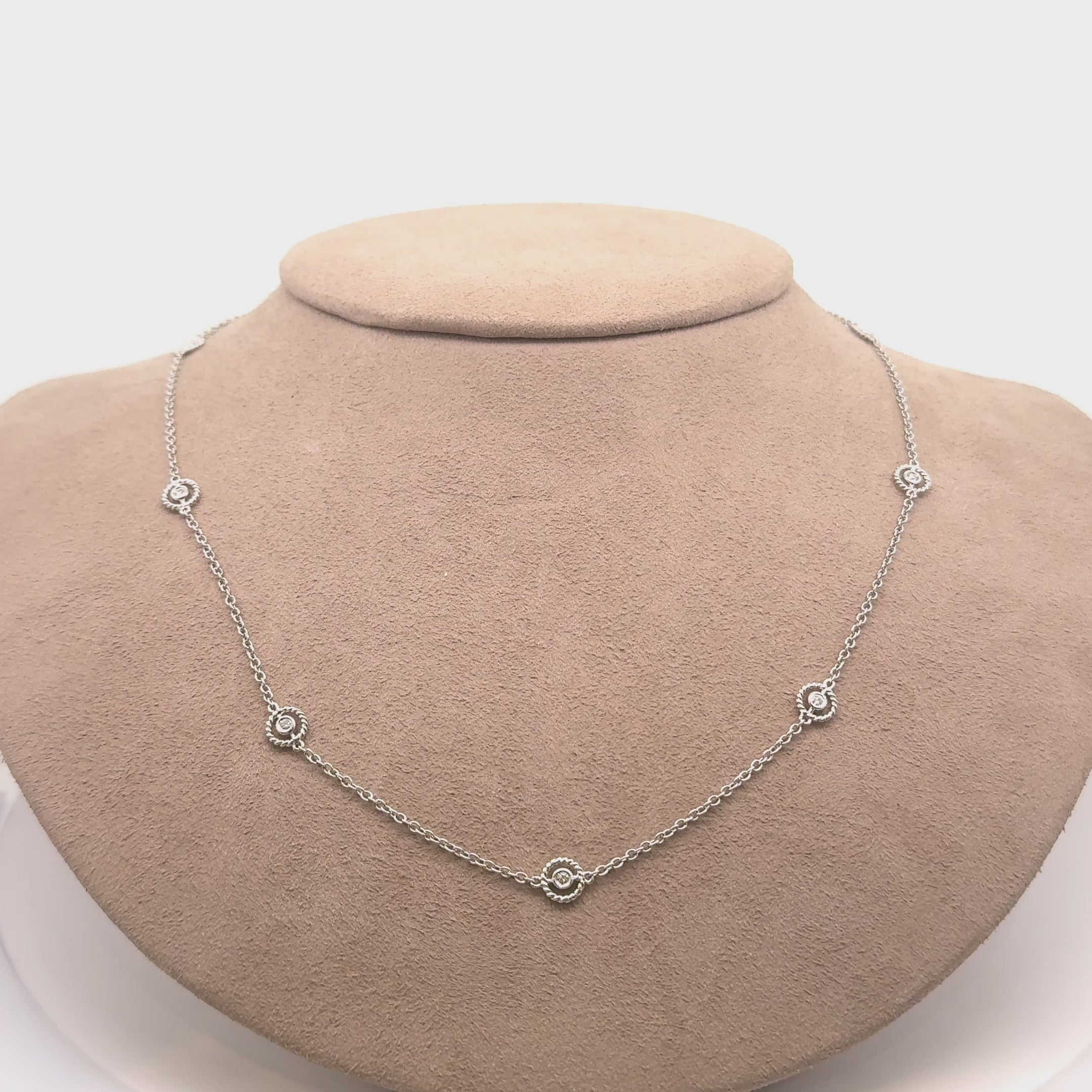 Diamond-by-the-Yard 18K White Gold Bezel-Set Necklace