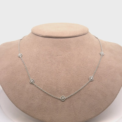 Diamond-by-the-Yard 18K White Gold Bezel-Set Necklace