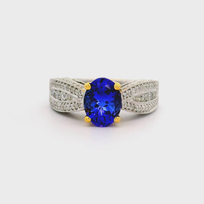 Tanzanite Diamond 18K Two-Tone Gold Ring