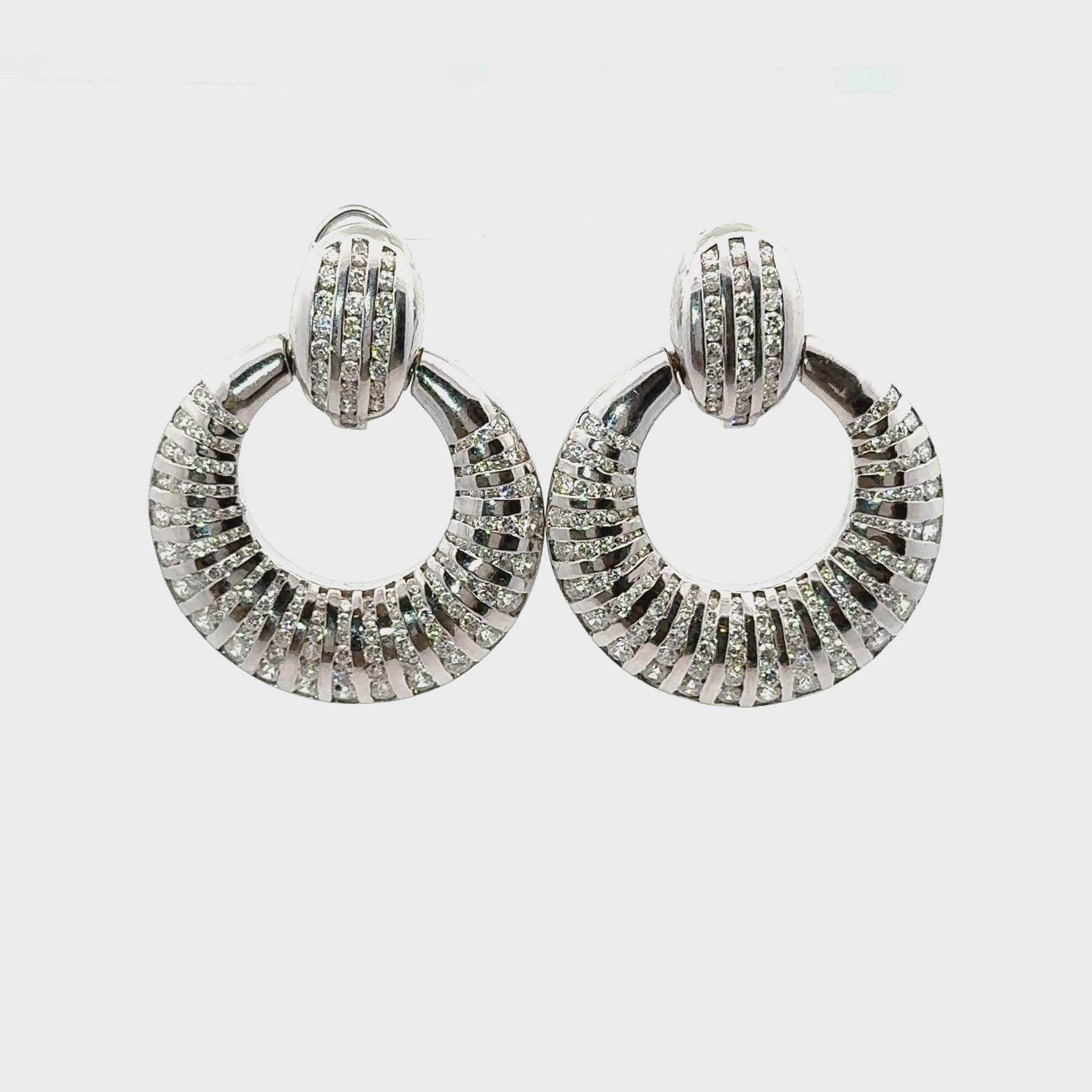 9.76 Carats Diamond 18k White Gold Knocker Earrings