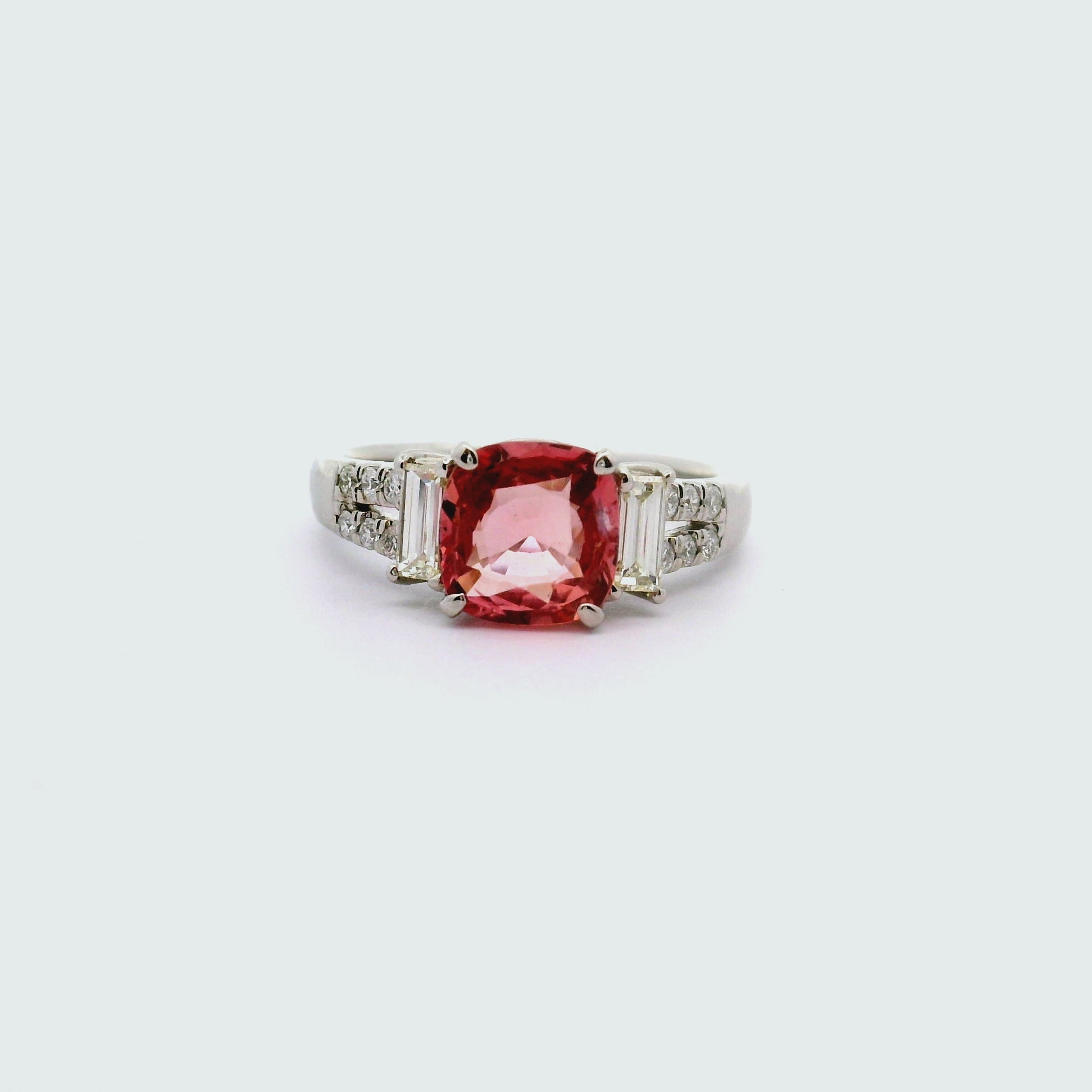 1.59 Carat Padparadscha Sapphire Diamond Platinum Ring, GRS Certified