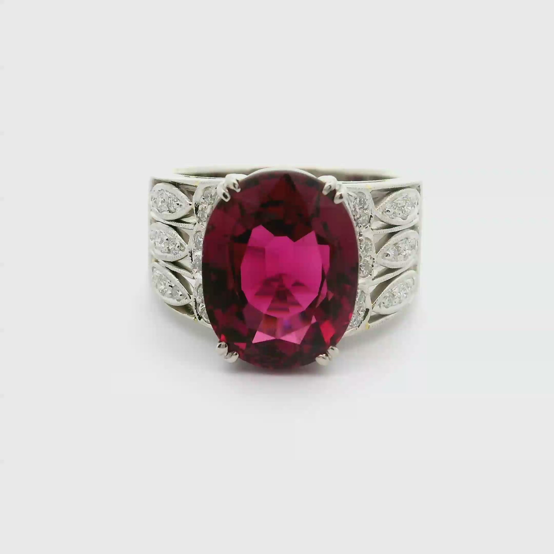 Pink Tourmaline Diamond Platinum Ring