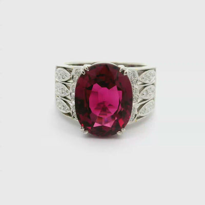 Pink Tourmaline Diamond Platinum Ring