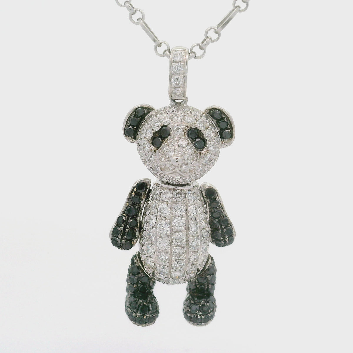 Diamond 18K White Gold Panda Pendant Necklace