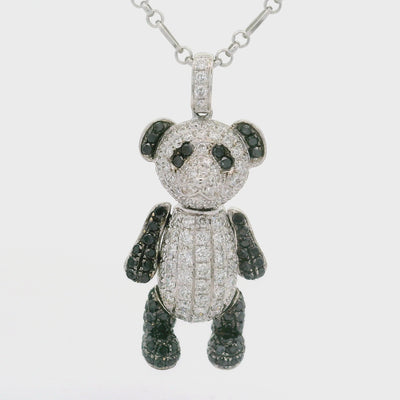 Diamond 18K White Gold Panda Pendant Necklace