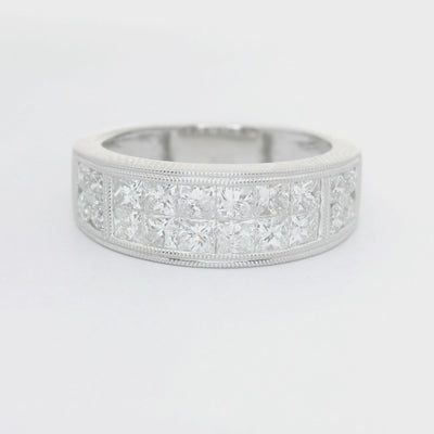 Diamond Channel-Set 18K White Gold Band
