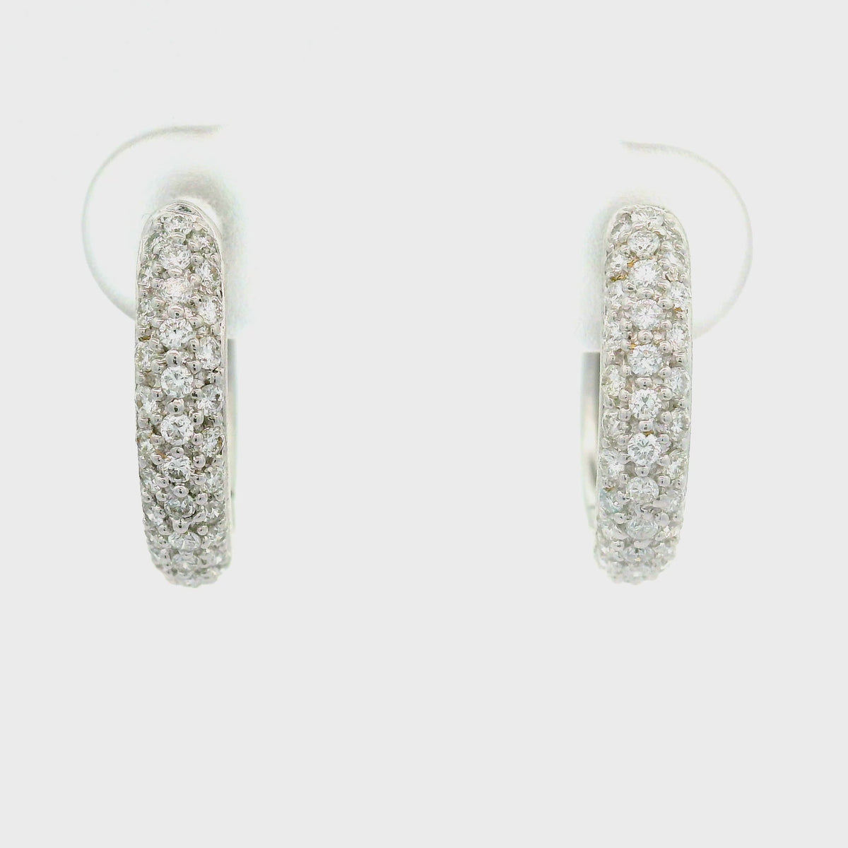 Diamond 18K White Gold Huggie Earrings