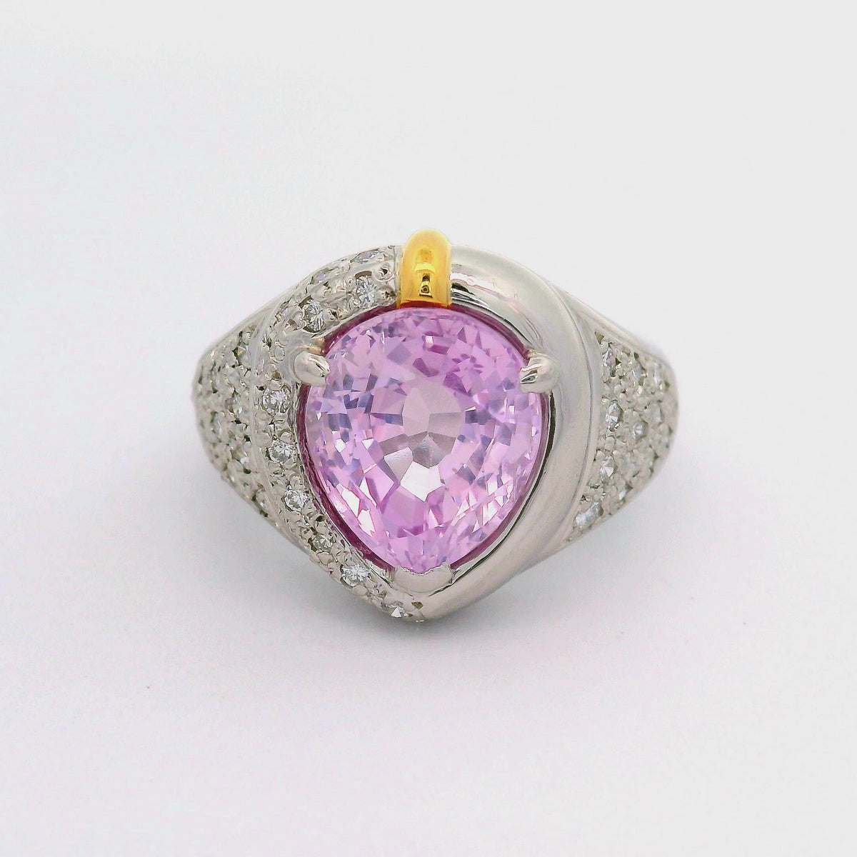 5.06 Carat Pink Sapphire Diamond Platinum Ring, GIA Certified