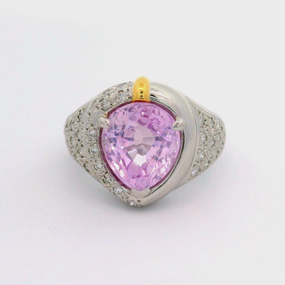 5.06 Carat Pink Sapphire Diamond Platinum Ring, GIA Certified